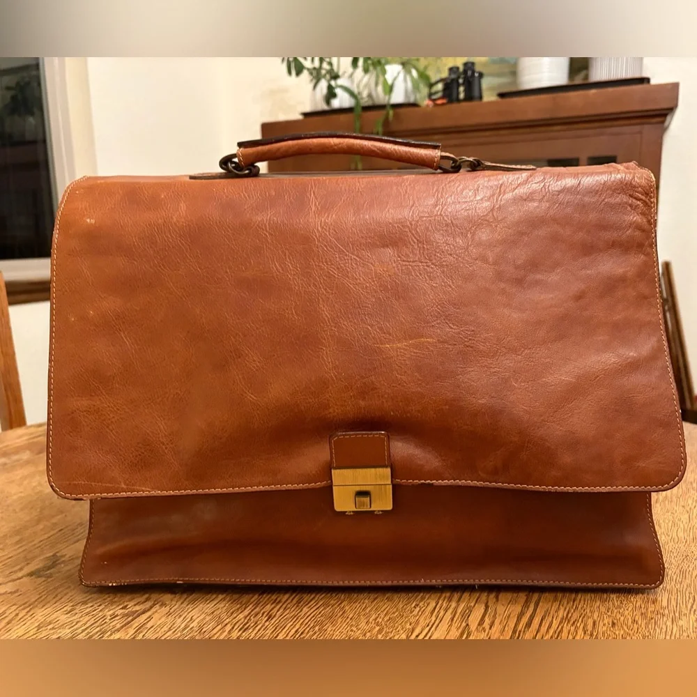 Vintage Nordstrom Portfolio Leather Lock Combination Function Briefcase